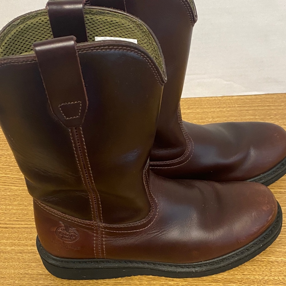 Georgia Boot Men's Dark Brown Pull-On Western Work Boots - Picture 3 of 13